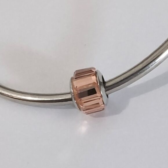 Silver Peach Crystals Charm for Pandora Style Bracelet‎ - Picture 2 of 4